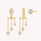 Chain Ear Jacket Moissanite Dangle Earrings
