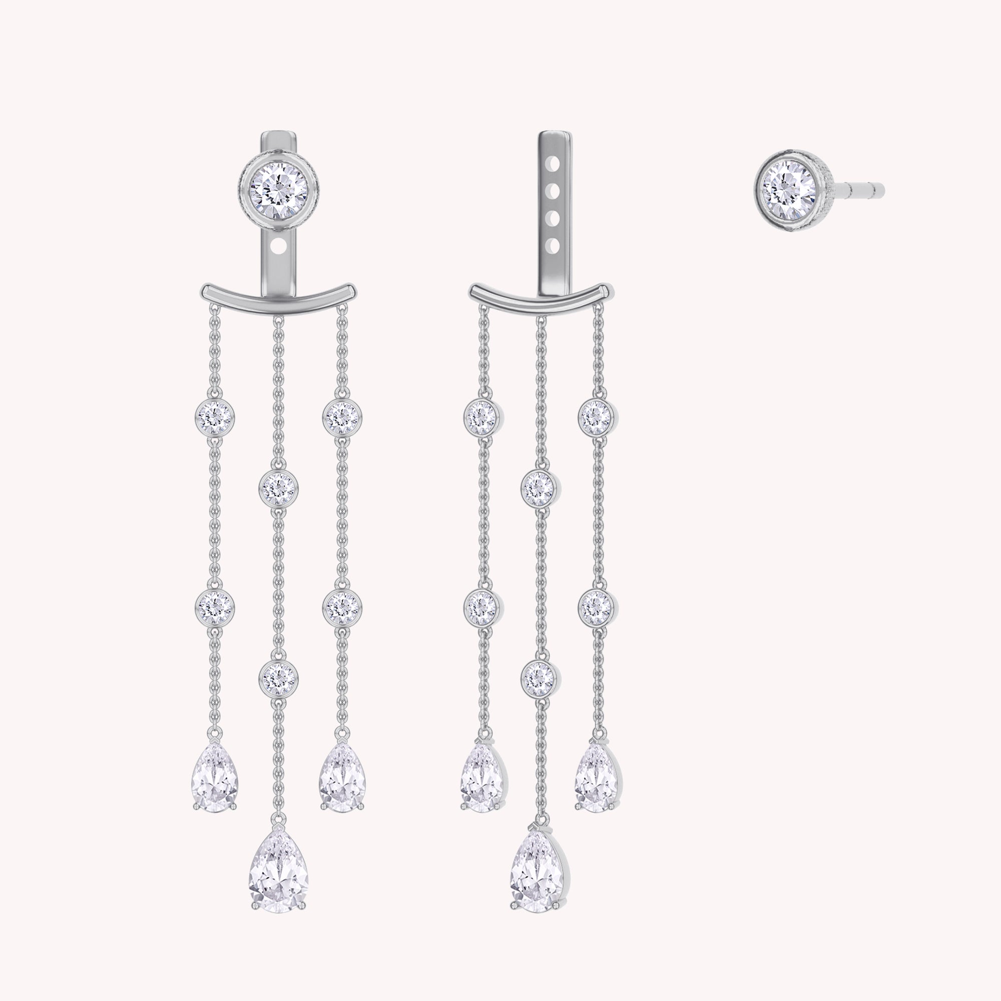 Chandelier Earrings for Women, Lab Grown Diamond Tassel Style Long Drop Earrings