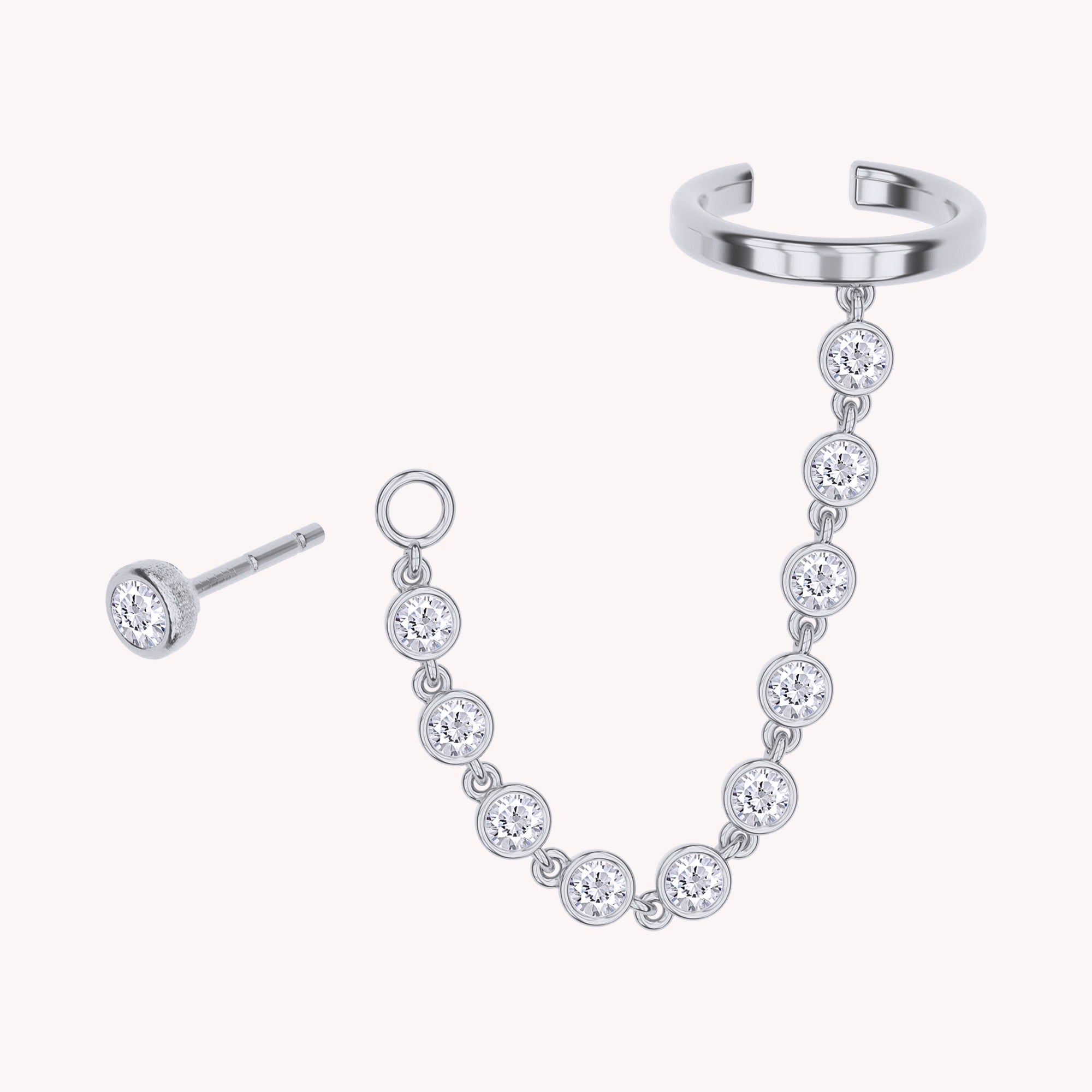 Cubic Zirconia Ear Cuff Earrings - Half Pair