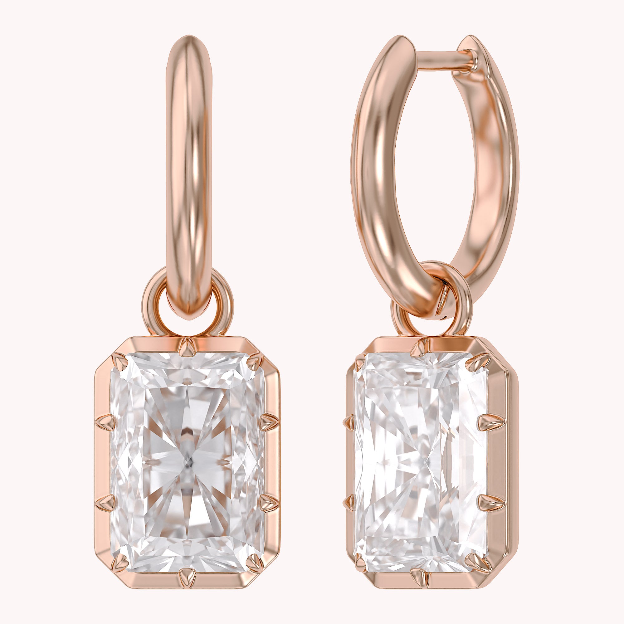 5.95 Carat Radiant Cut Lab Grown Diamond Drop Dangle Earrings