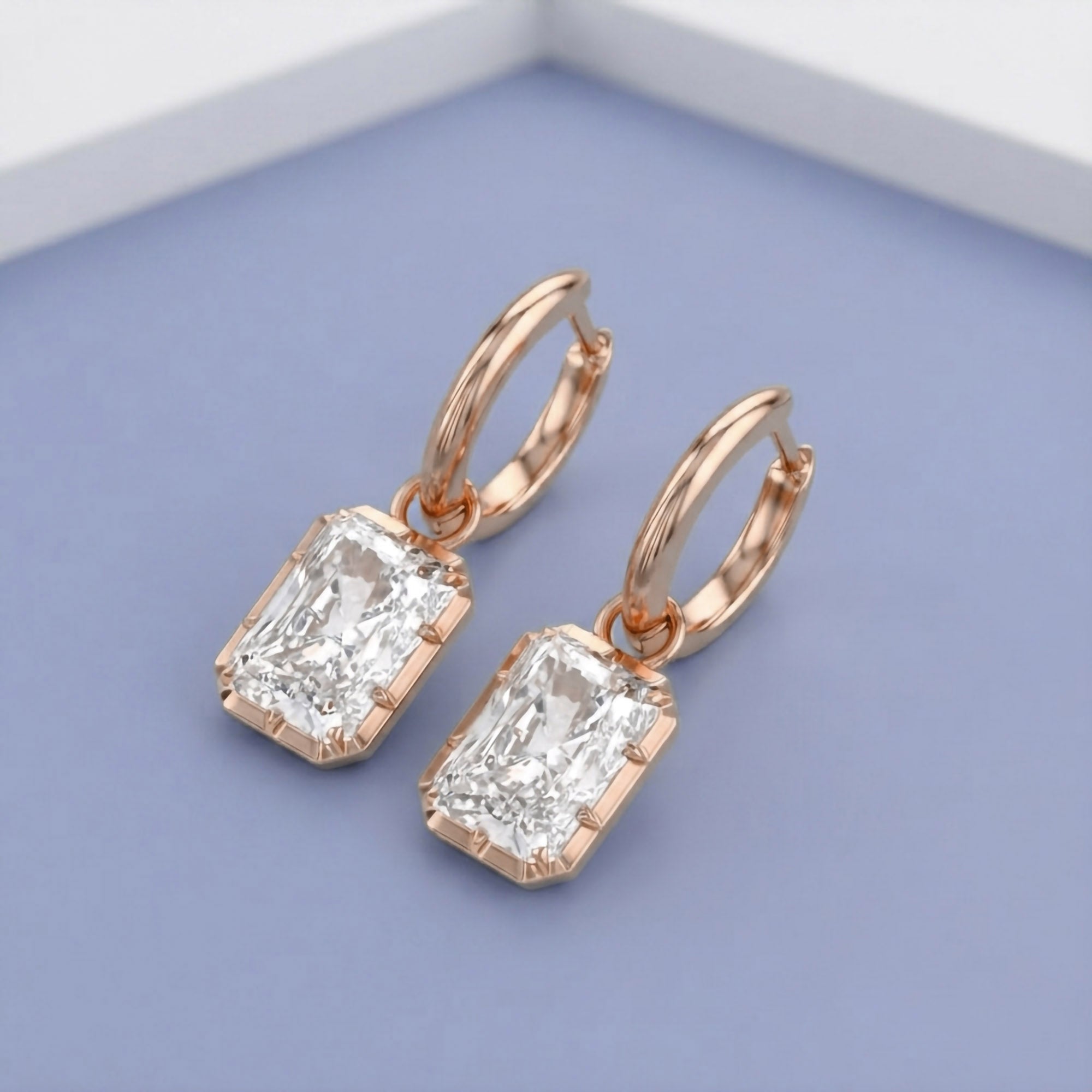 5.95 Carat Radiant Cut Lab Grown Diamond Drop Dangle Earrings
