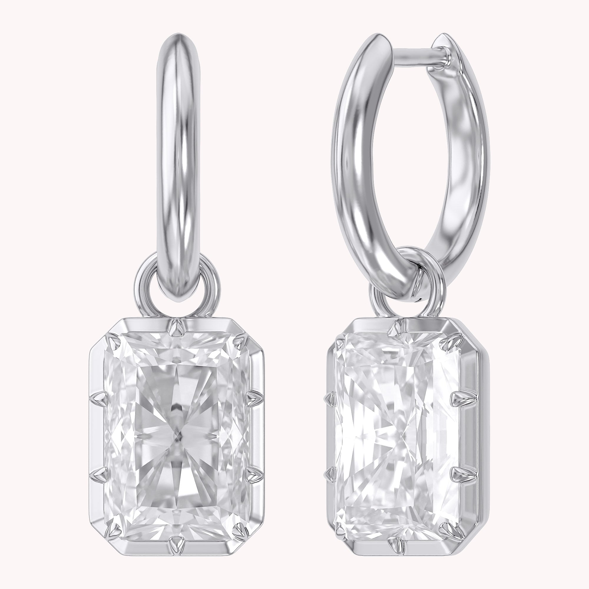 5.95 Carat Radiant Cut Lab Grown Diamond Drop Dangle Earrings