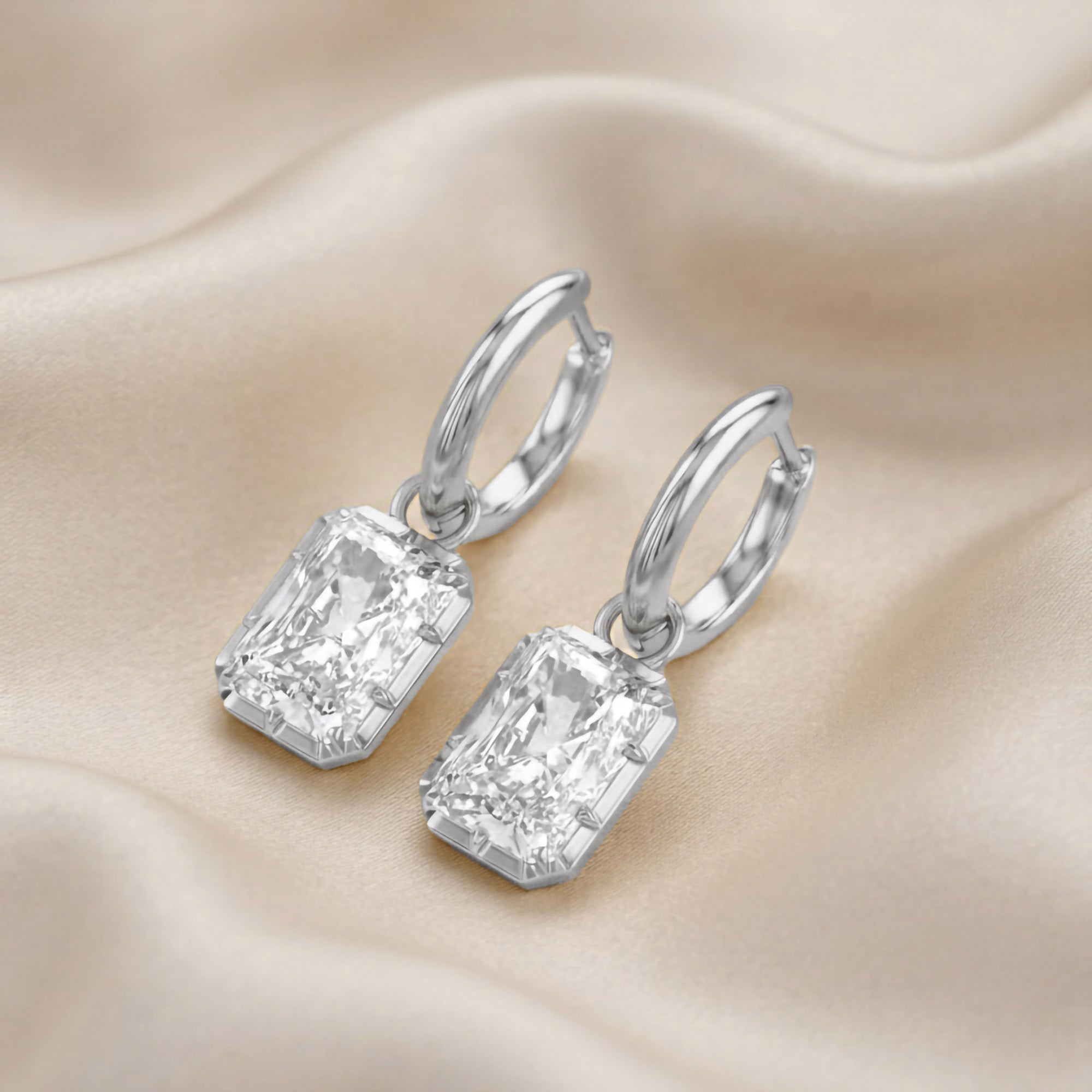 5.95 Carat Radiant Cut Lab Grown Diamond Drop Dangle Earrings