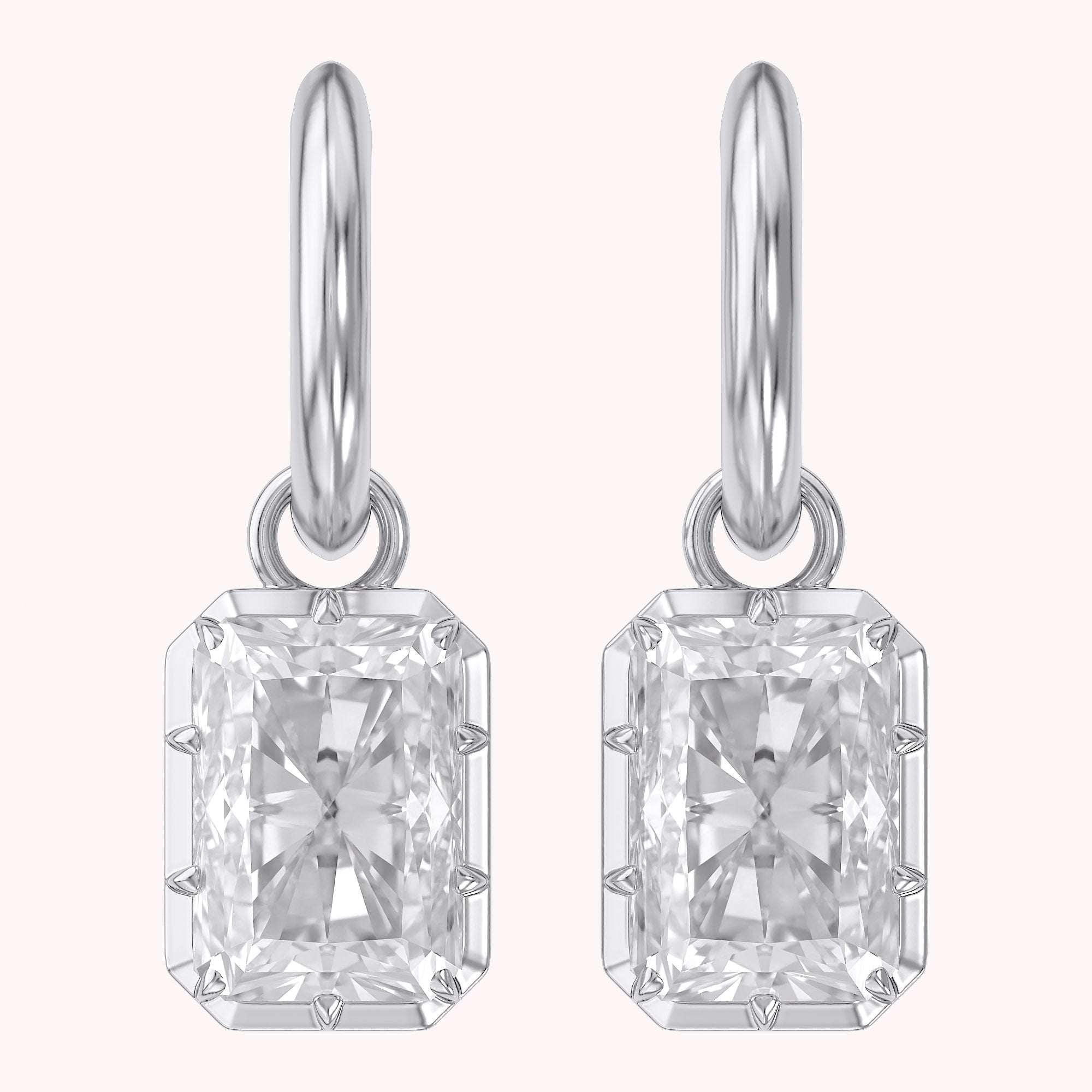 5.95 Carat Radiant Cut Lab Grown Diamond Drop Dangle Earrings
