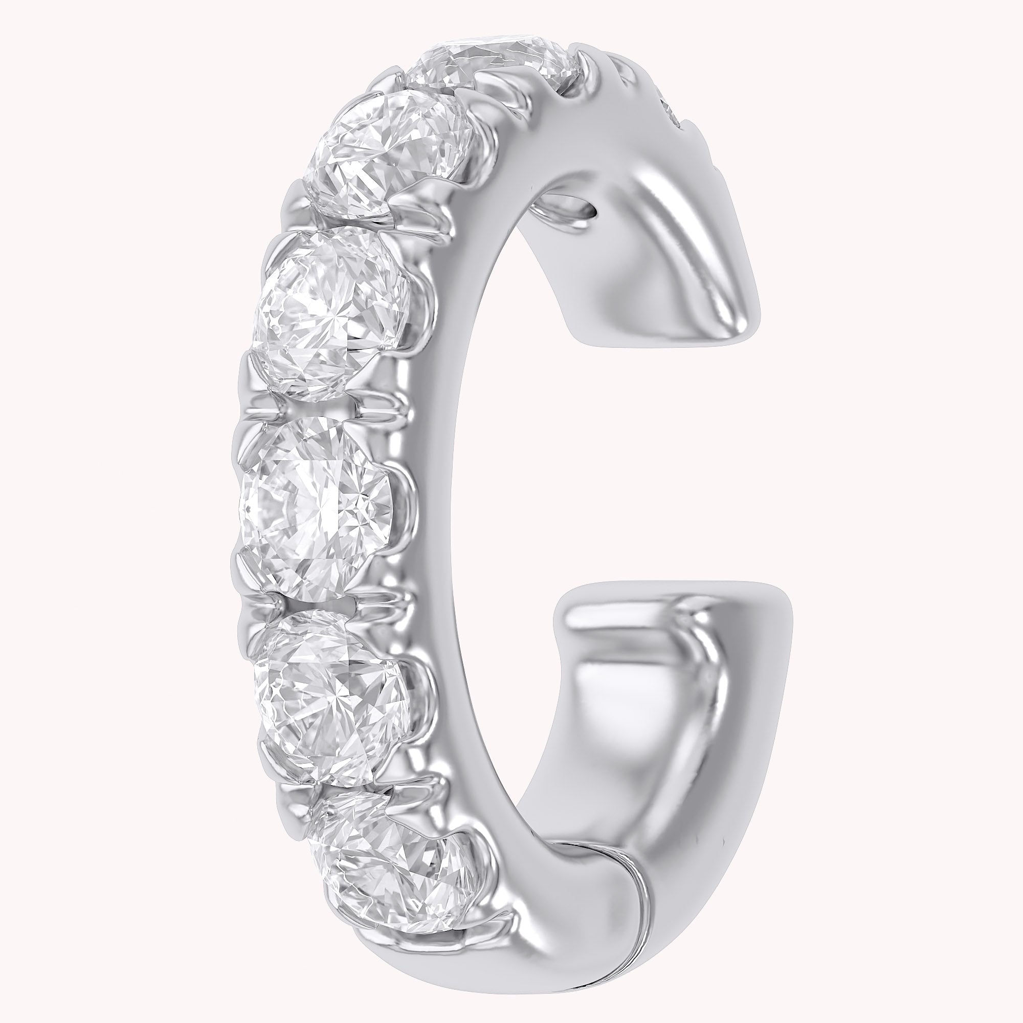 White Cubic Zirconia Single Piece Cuff Earrings