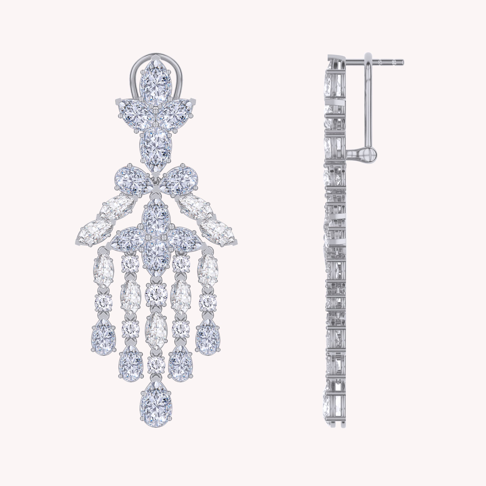 Multi Shape White Cubic Zirconia chandelier earrings