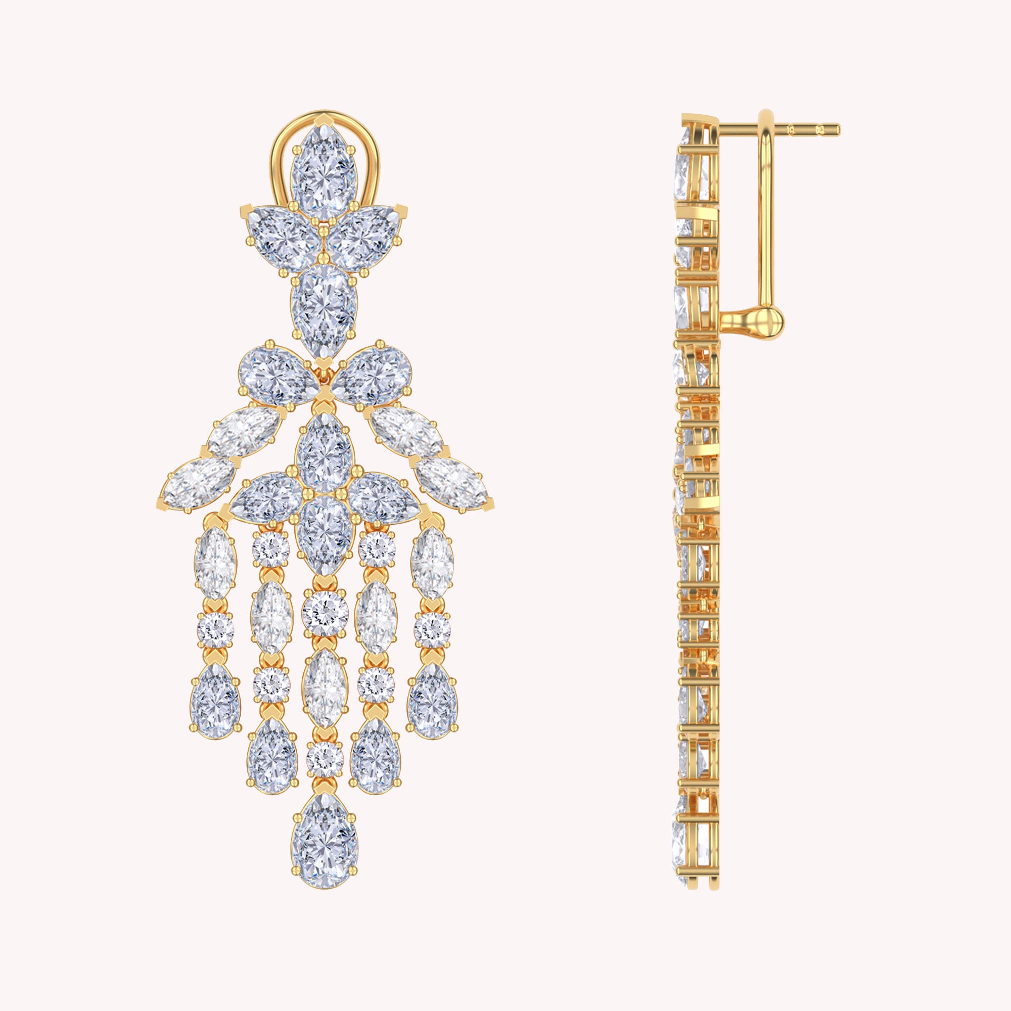Multi Shape White Cubic Zirconia chandelier earrings