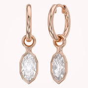 2 CT Marquise Cut Lab Grown Diamond Huggie Drop Earrings