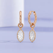 2 CT Marquise Cut Lab Grown Diamond Huggie Drop Earrings