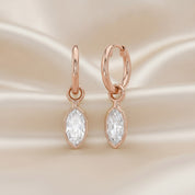 2 CT Marquise Cut Lab Grown Diamond Huggie Drop Earrings