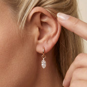 2 CT Marquise Cut Lab Grown Diamond Huggie Drop Earrings