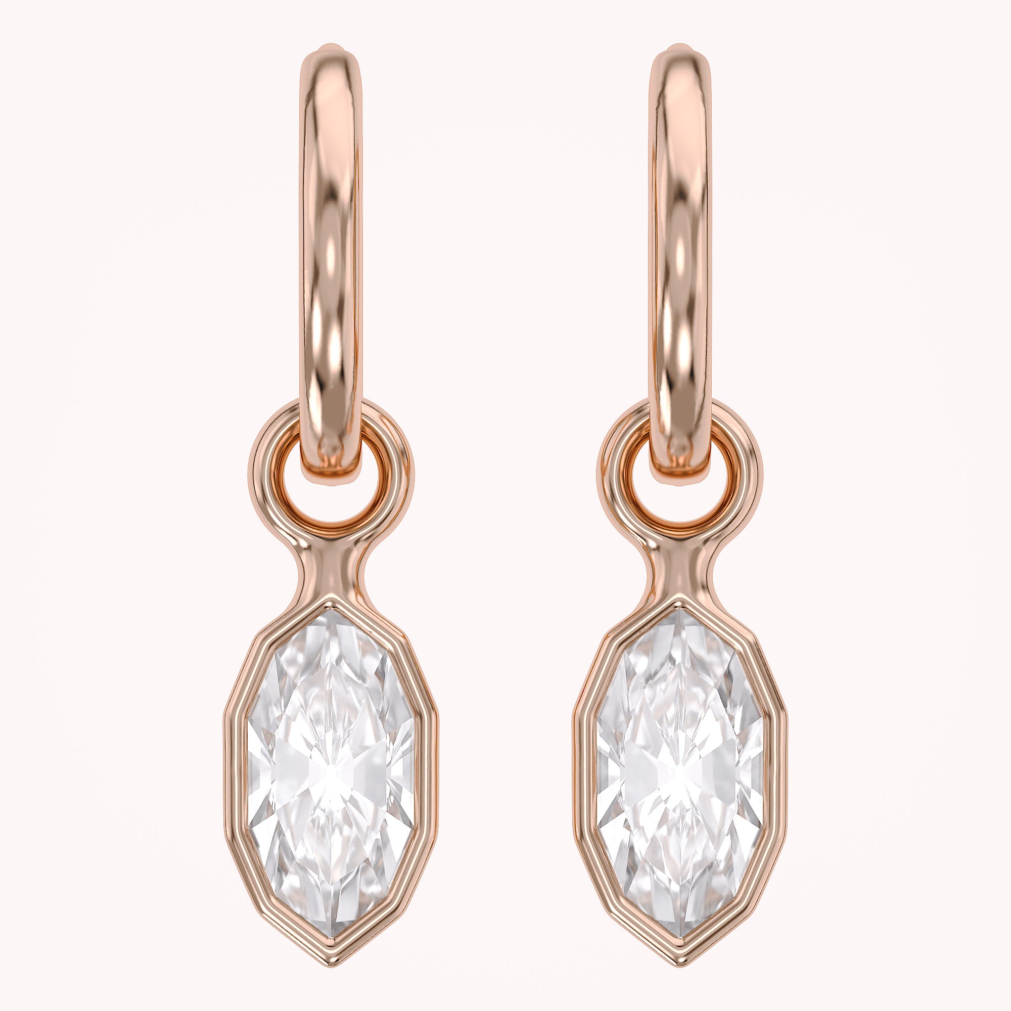 2 CT Marquise Cut Lab Grown Diamond Huggie Drop Earrings