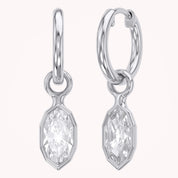 2 CT Marquise Cut Lab Grown Diamond Huggie Drop Earrings