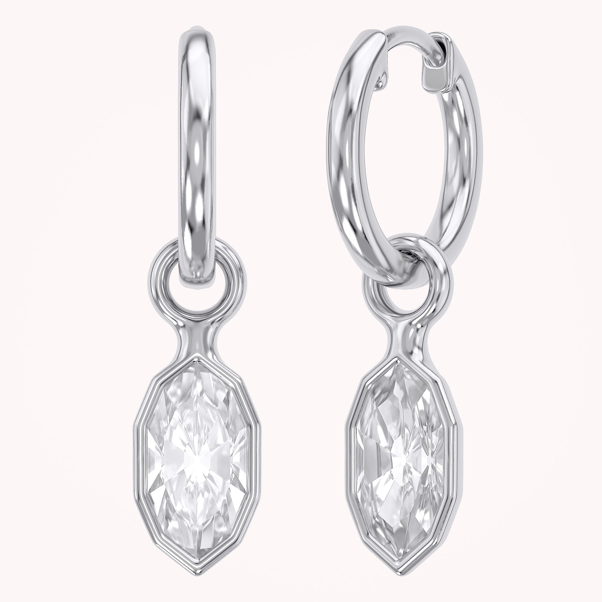 2 CT Marquise Cut Lab Grown Diamond Huggie Drop Earrings