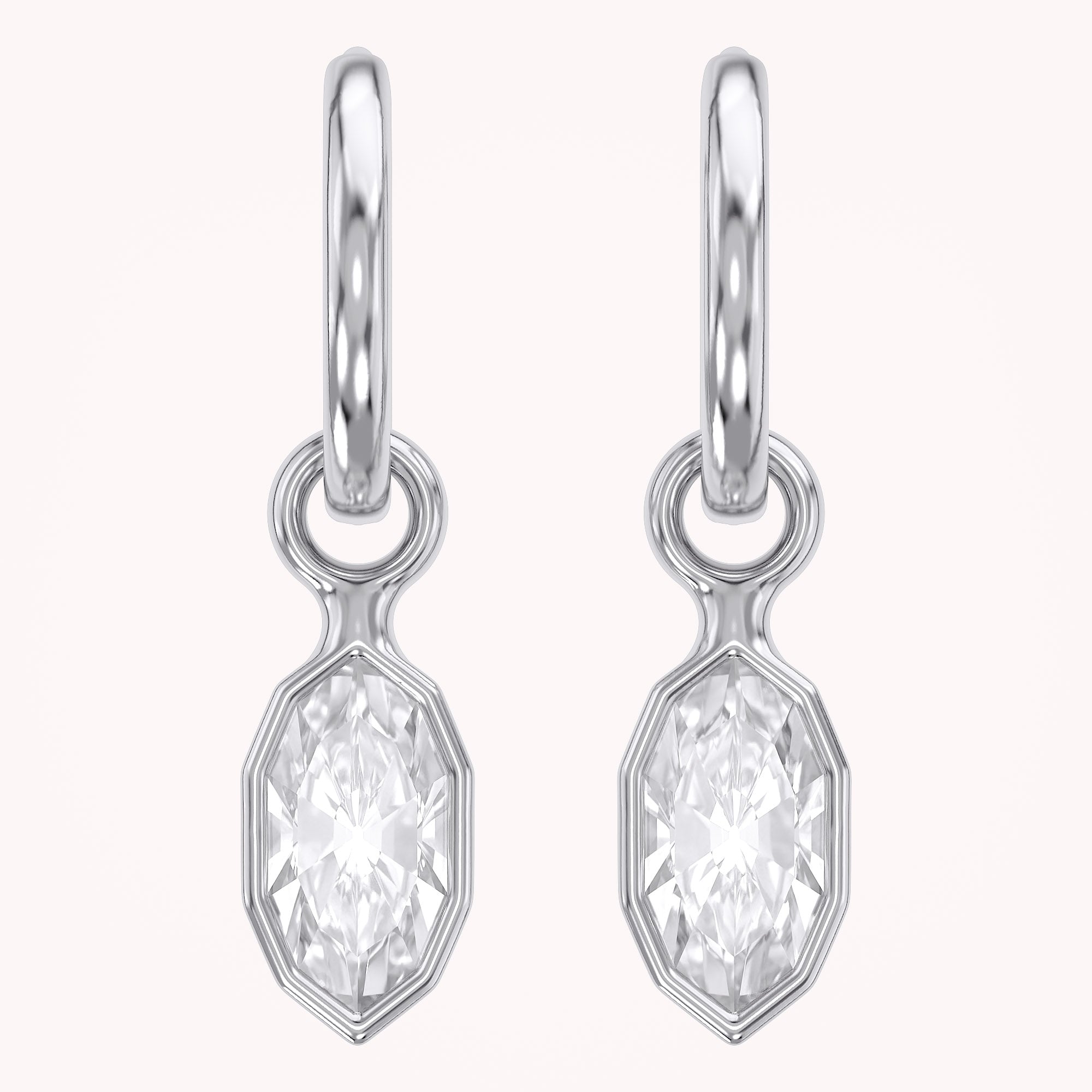 2 CT Marquise Cut Lab Grown Diamond Huggie Drop Earrings
