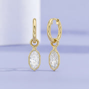 2 CT Marquise Cut Lab Grown Diamond Huggie Drop Earrings