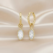 2 CT Marquise Cut Lab Grown Diamond Huggie Drop Earrings