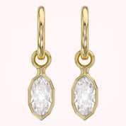 2 CT Marquise Cut Lab Grown Diamond Huggie Drop Earrings