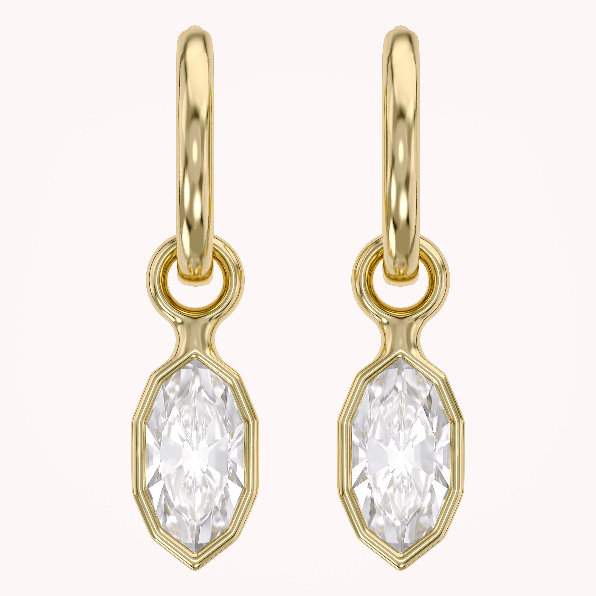 2 CT Marquise Cut Lab Grown Diamond Huggie Drop Earrings