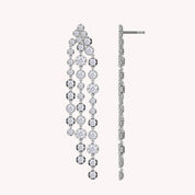 Round Shape White Cubic Zirconia Chandelier Drop Earrings