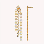 Round Shape White Cubic Zirconia Chandelier Drop Earrings