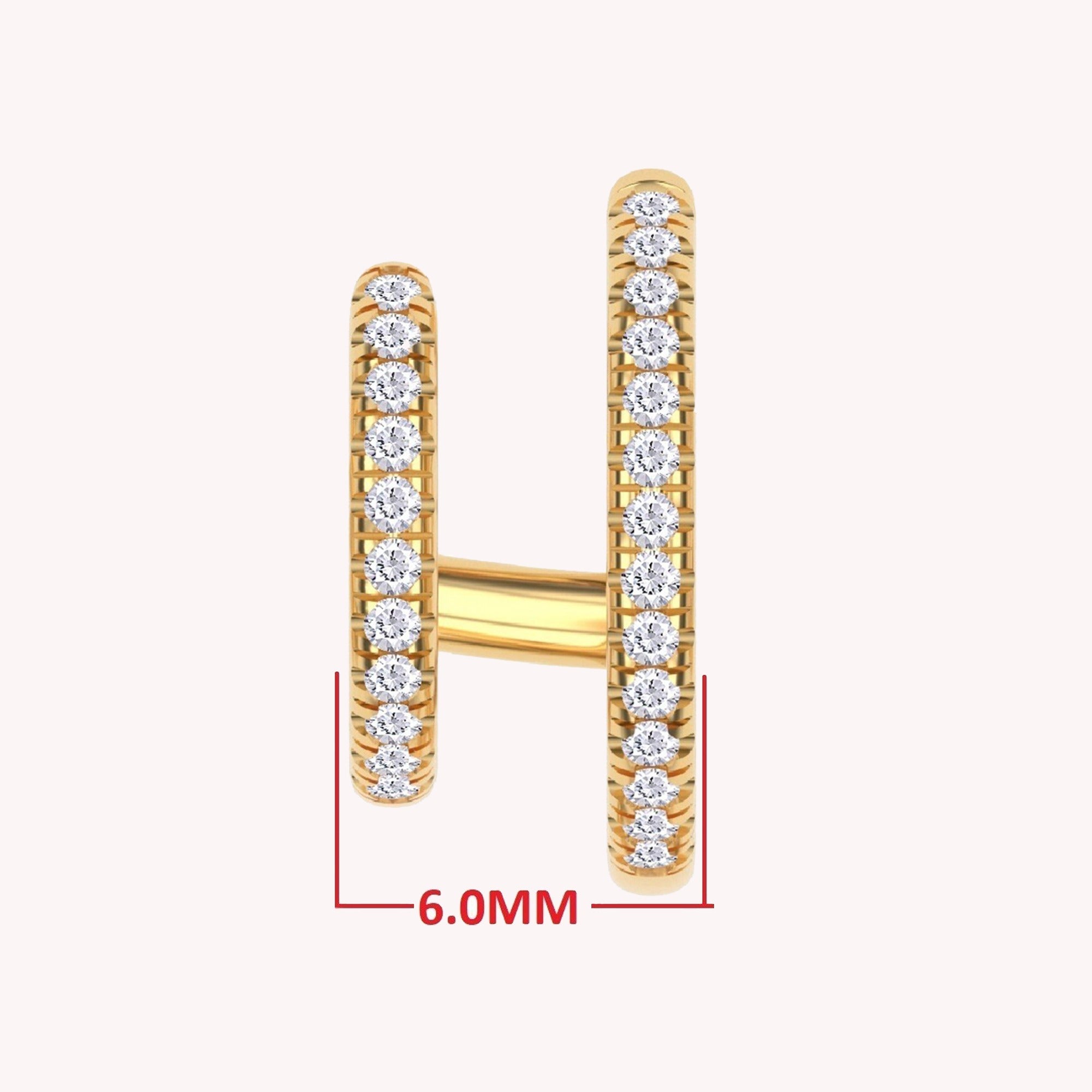 Double Huggie Hoop Cuff Earrings For Women 0.25 Carat Round Lab Grown Diamond