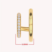 Double Huggie Hoop Cuff Earrings For Women Round Shape Lab Grown Diamond