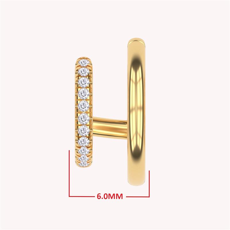 Double Huggie Hoop Cuff Earrings For Women Round Shape Lab Grown Diamond