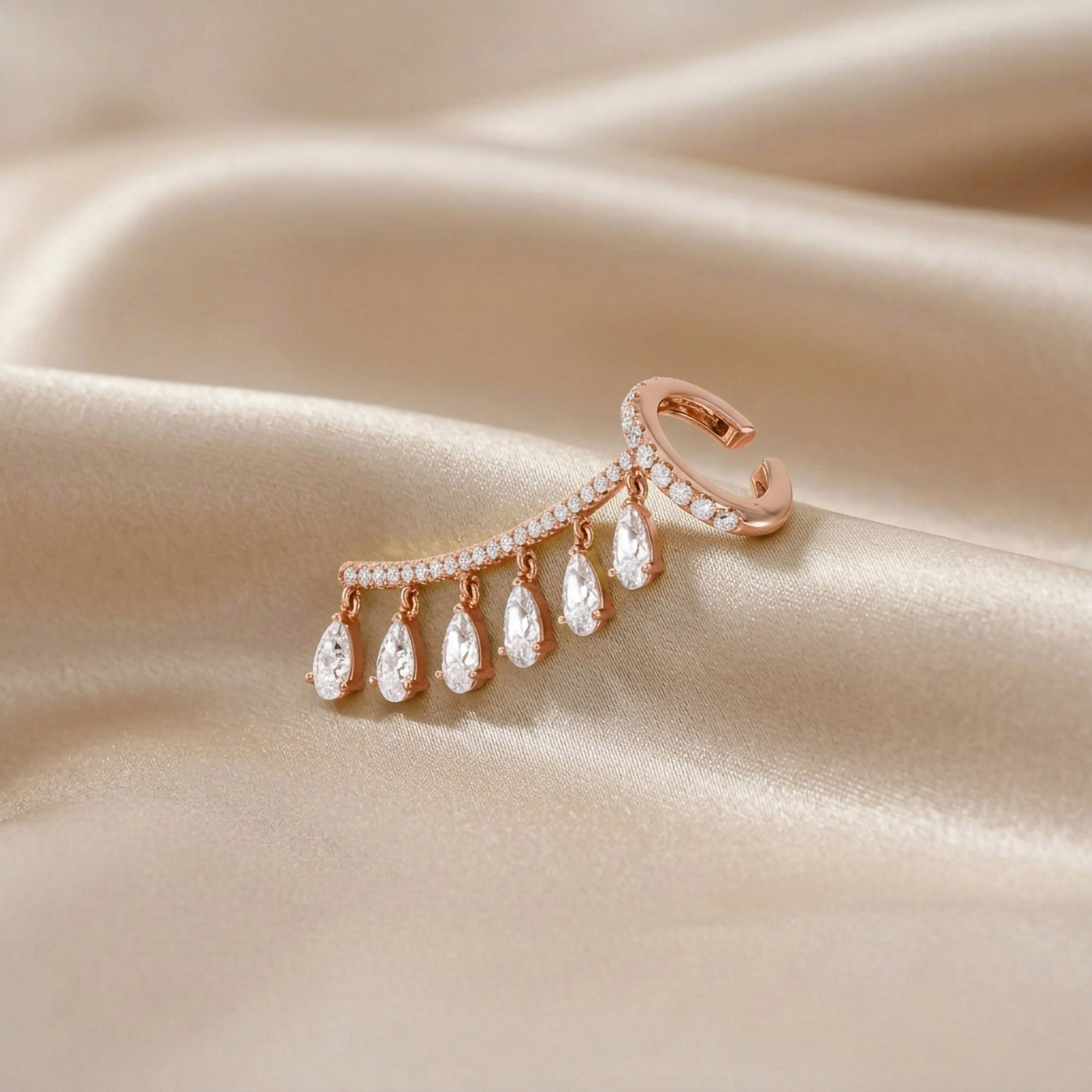 2 Carat Lab Grown Diamond Single Ear Cuffs Earrings