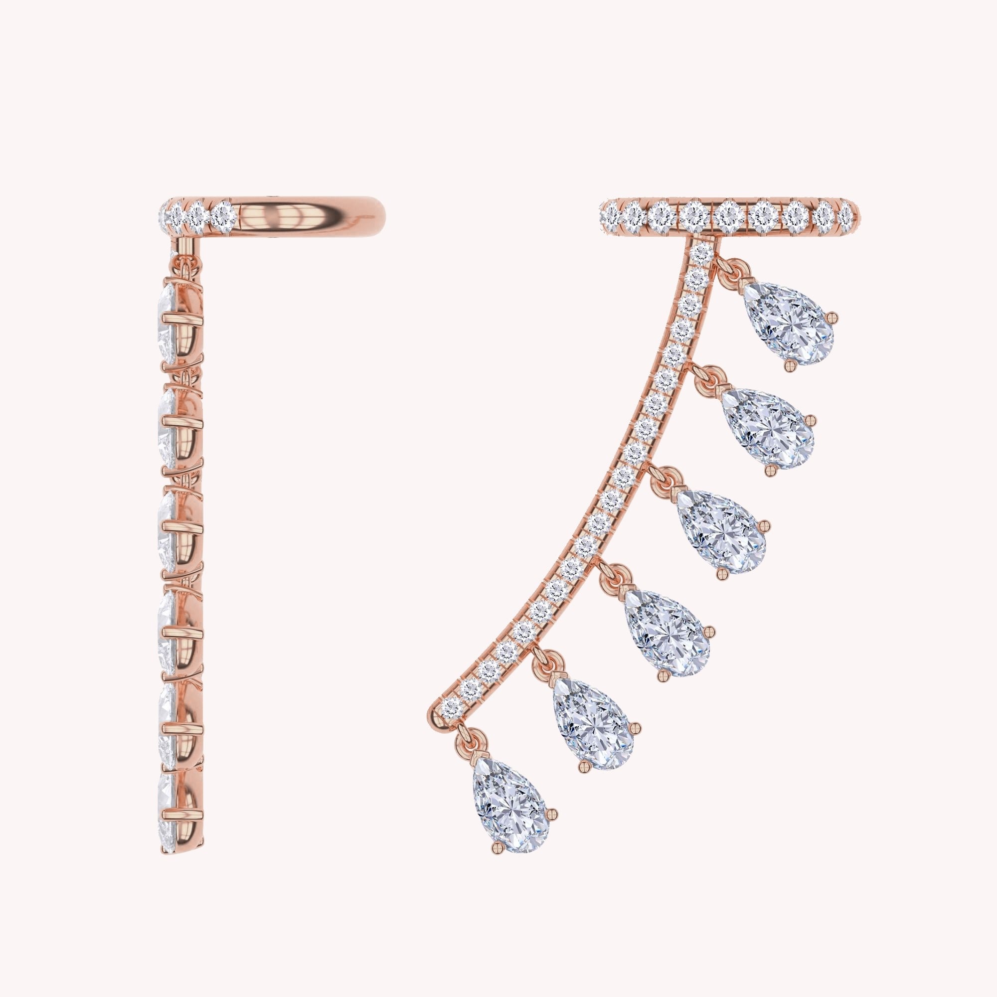 2 Carat Lab Grown Diamond Single Ear Cuffs Earrings