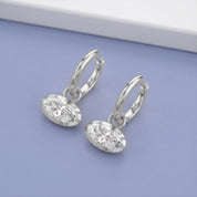2.10 CT Elongated Oval Cut Lab Grown Diamond Huggie Hoop Drop 14k Gold Earrings