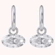 2.10 CT Elongated Oval Cut Lab Grown Diamond Huggie Hoop Drop 14k Gold Earrings