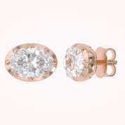 3 CT Oval Lab Grown Diamond Solitaire Georgian Setting Stud Earrings