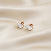 3 CT Oval Lab Grown Diamond Solitaire Georgian Setting Stud Earrings