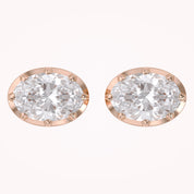 3 CT Oval Lab Grown Diamond Solitaire Georgian Setting Stud Earrings