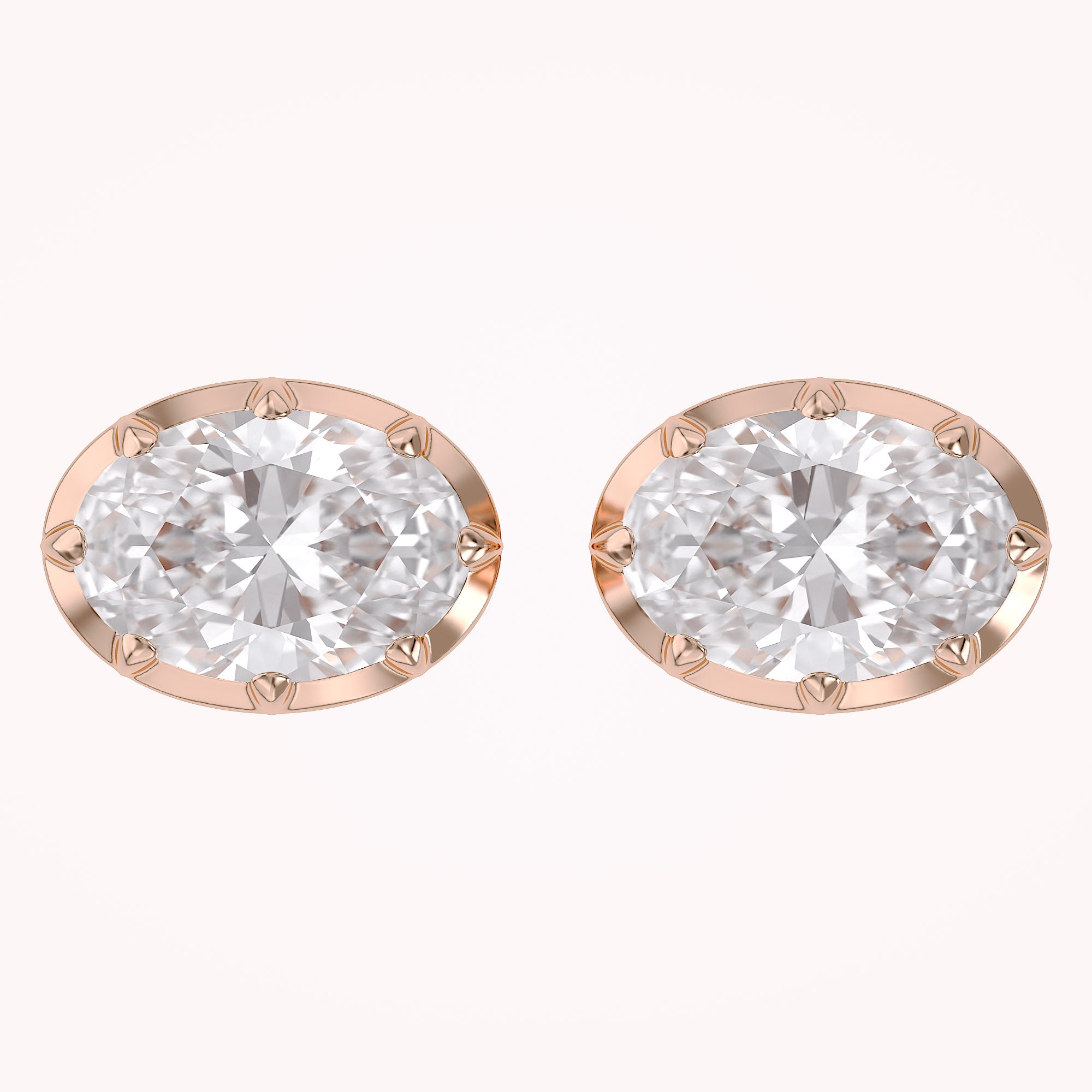 3 CT Oval Lab Grown Diamond Solitaire Georgian Setting Stud Earrings