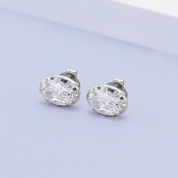 3 CT Oval Lab Grown Diamond Solitaire Georgian Setting Stud Earrings