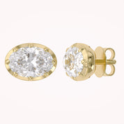 3 CT Oval Lab Grown Diamond Solitaire Georgian Setting Stud Earrings