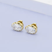 3 CT Oval Lab Grown Diamond Solitaire Georgian Setting Stud Earrings