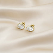 3 CT Oval Lab Grown Diamond Solitaire Georgian Setting Stud Earrings