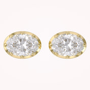 3 CT Oval Lab Grown Diamond Solitaire Georgian Setting Stud Earrings