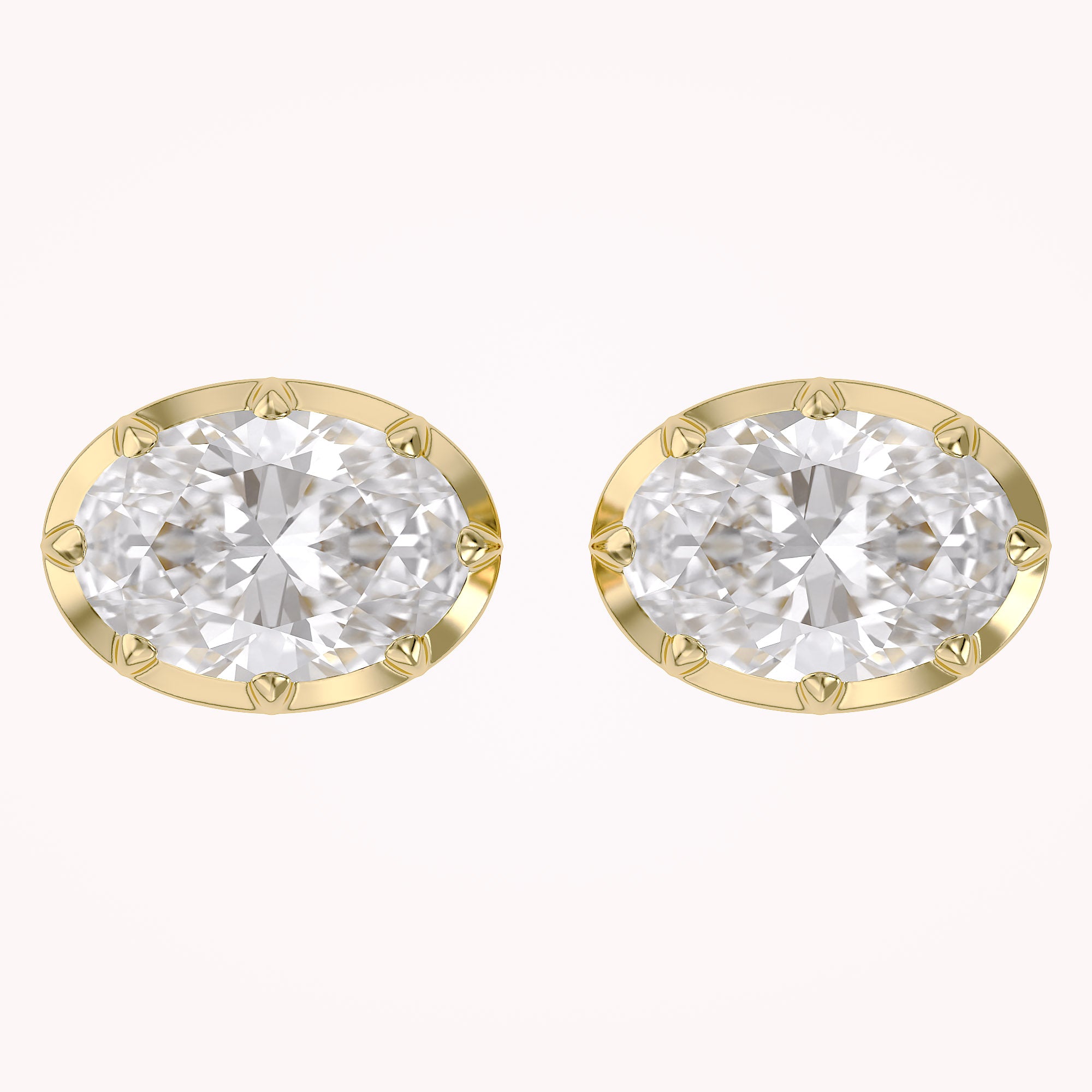 3 CT Oval Lab Grown Diamond Solitaire Georgian Setting Stud Earrings