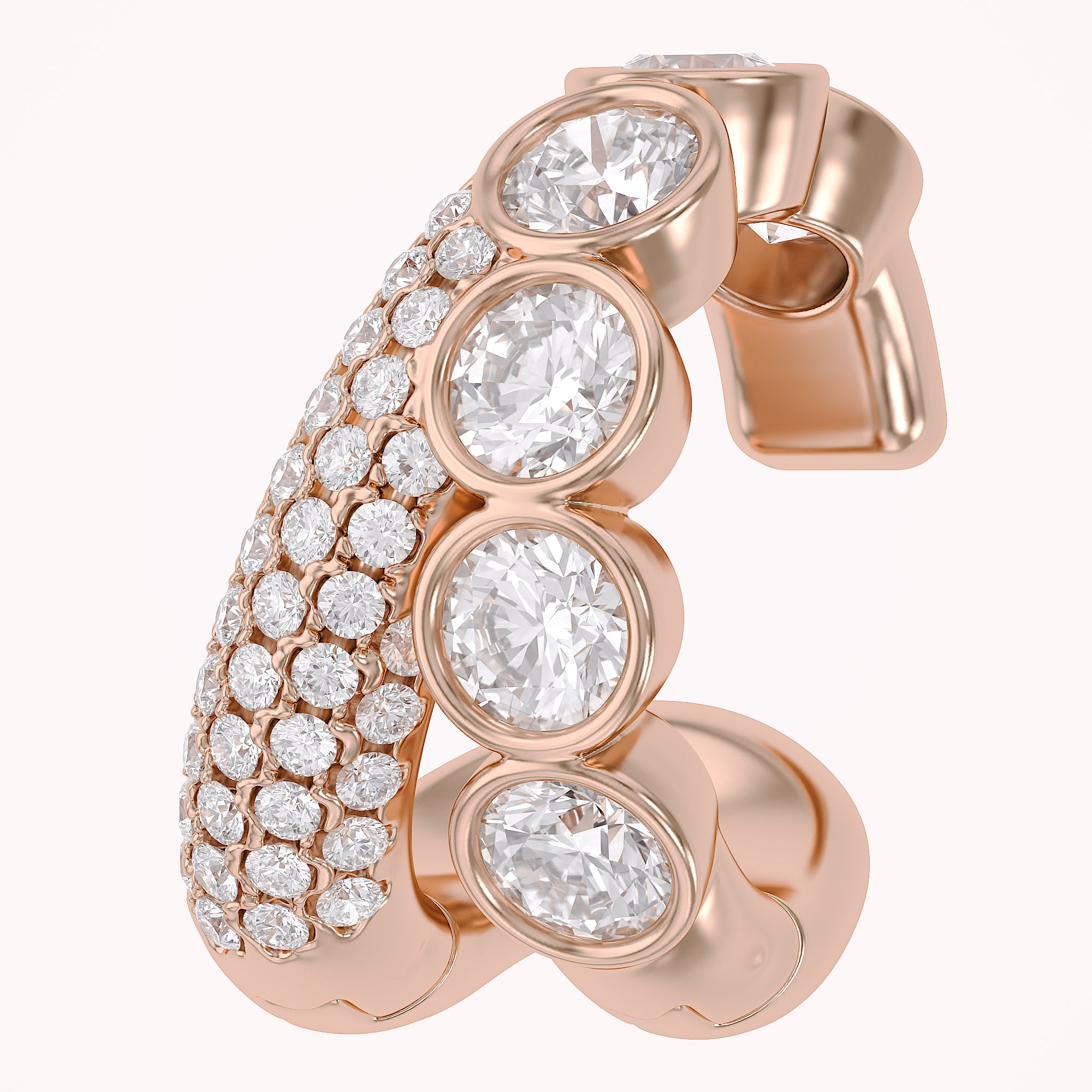 1.10 CTW Lab Grown Diamond Round Single Floral Cuff Earrings