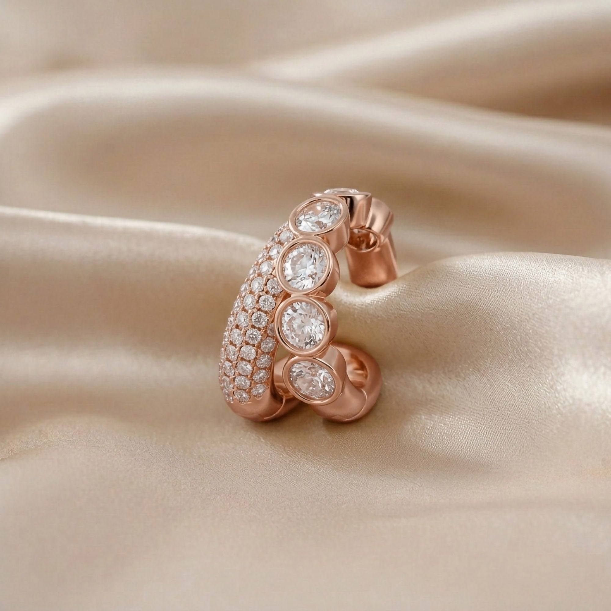 1.10 CTW Lab Grown Diamond Round Single Floral Cuff Earrings