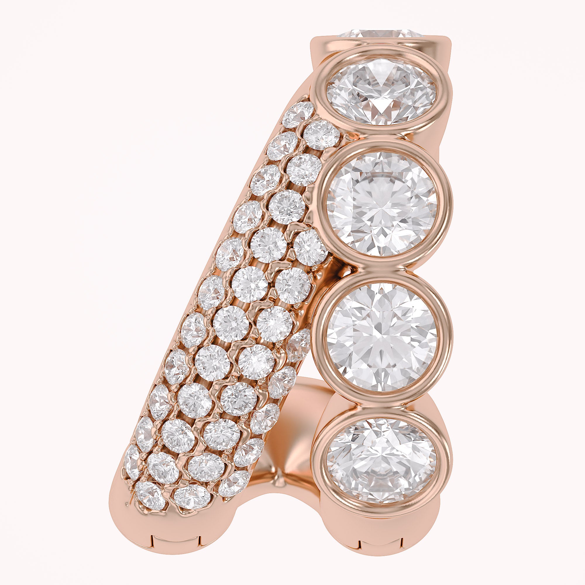 1.10 CTW Lab Grown Diamond Round Single Floral Cuff Earrings