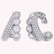 1.10 CTW Lab Grown Diamond Round Single Floral Cuff Earrings
