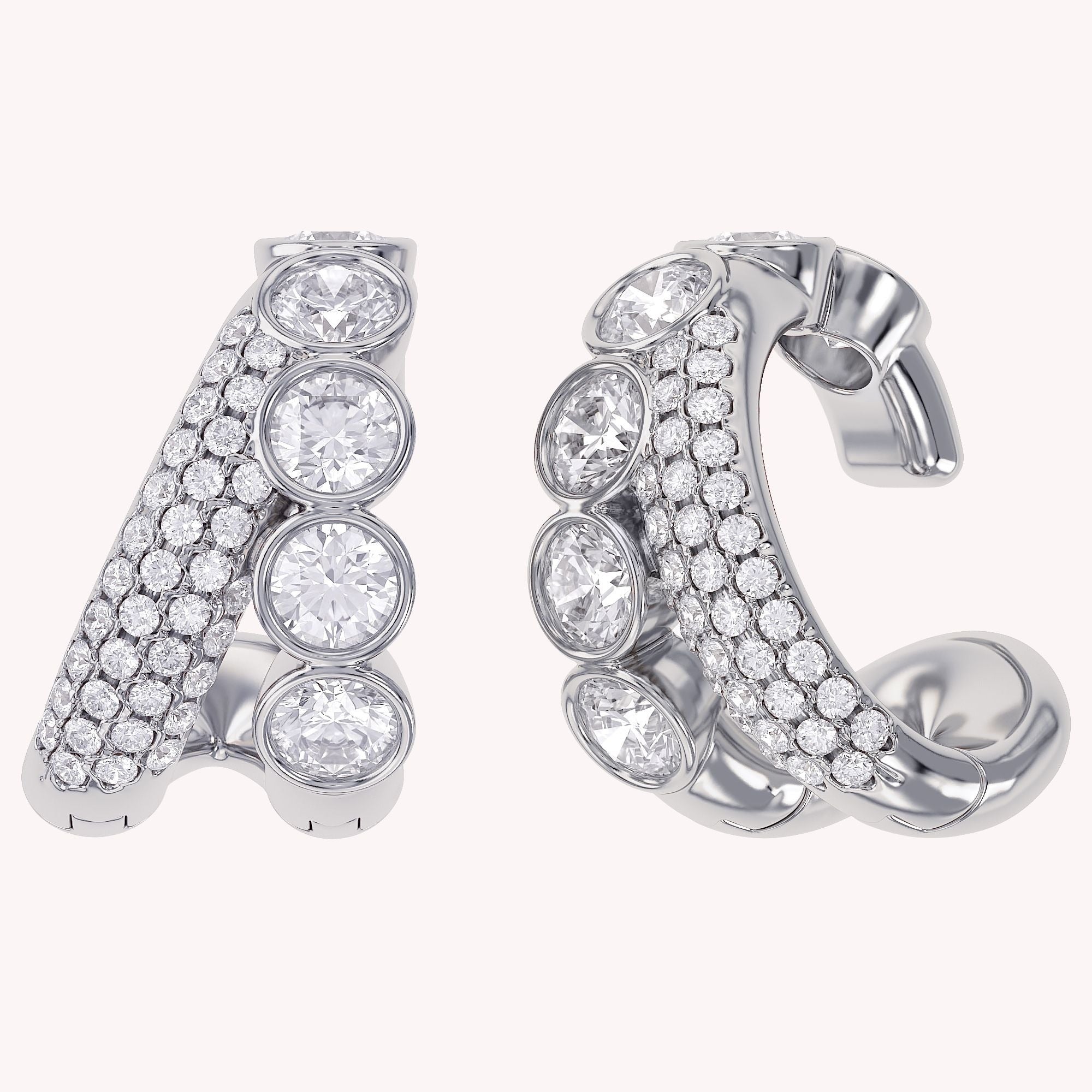 1.10 CTW Lab Grown Diamond Round Single Floral Cuff Earrings