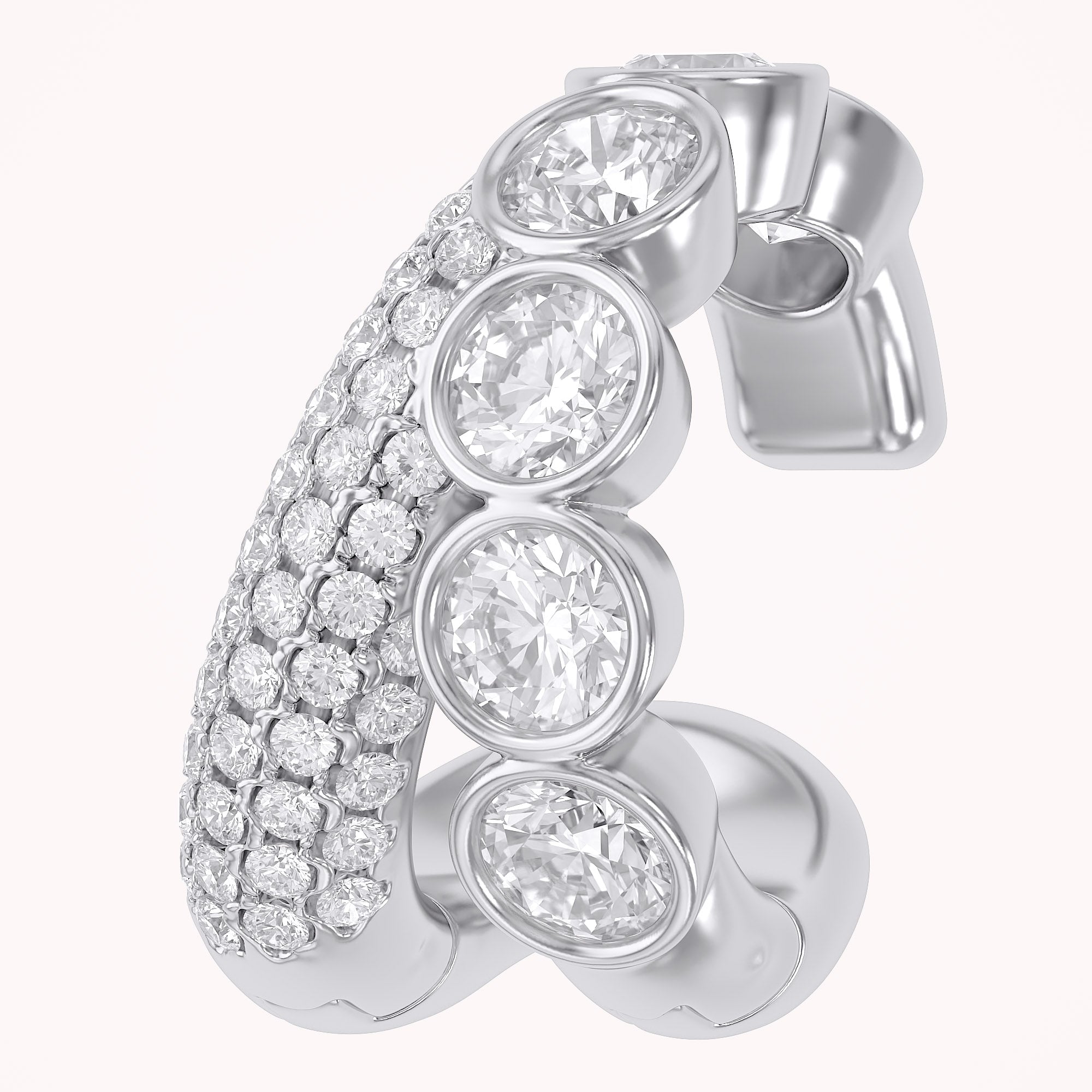1.10 CTW Lab Grown Diamond Round Single Floral Cuff Earrings