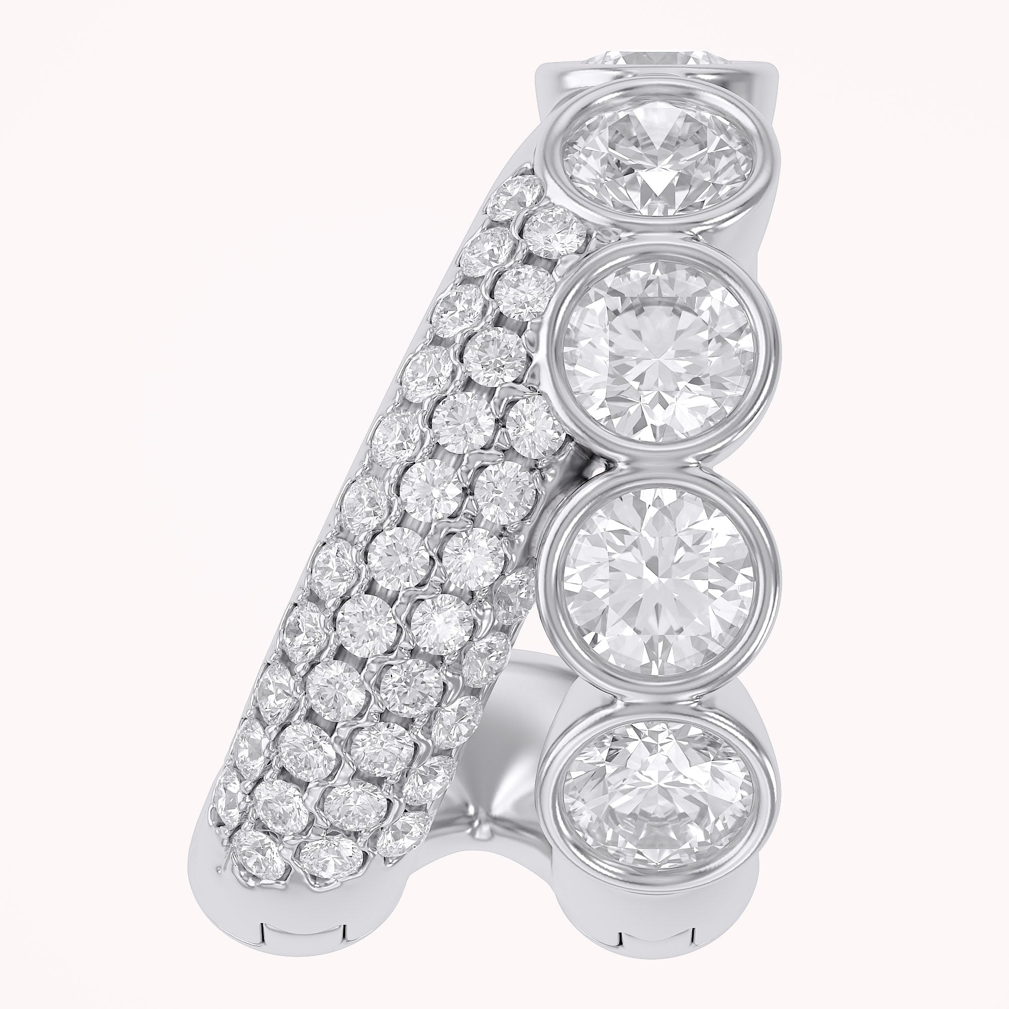 1.10 CTW Lab Grown Diamond Round Single Floral Cuff Earrings