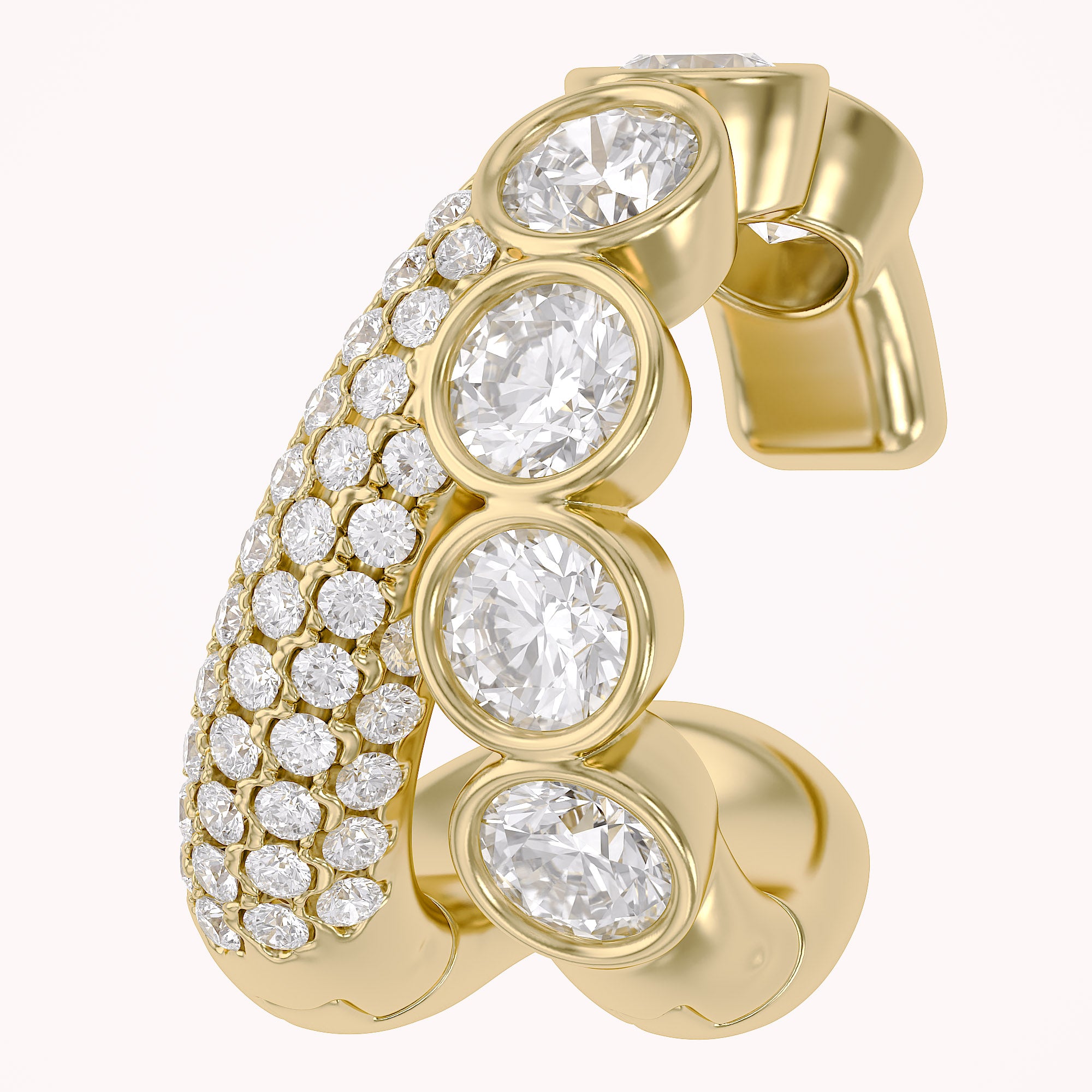 1.10 CTW Lab Grown Diamond Round Single Floral Cuff Earrings